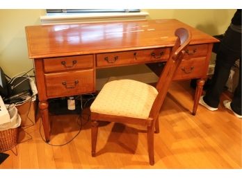 Vintage Ethan Allen Desk With 3 Drawers, 1 Lockable & 1 Lockable File Drawer  Made In America