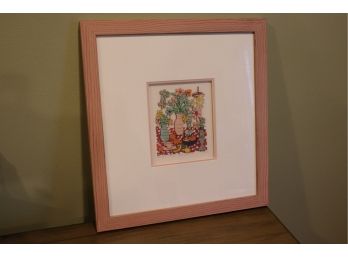 Signed James Rizzi 1982 Table Life 3 Dimensional Lithograph In Wood Frame