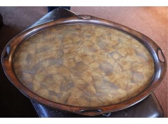 Vintage Oversized Oval Wooden Serving Tray