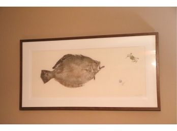 Vintage Gyotaku Fish Print Framed & Stamped Sea Shadows Signed By Capt. Ron McComiskey