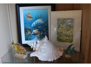 Calling Sea Life Lovers! Vintage Sea Inspired Framed Artwork, Vintage Shell And More!