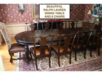 Casual Elegance Dining Set!! Vintage Ralph Lauren Oval Expandable Dining Table With 10 Dining Chairs