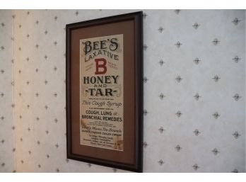 Vintage Bees Laxative Honey & Tar Advertisement Print In Frame