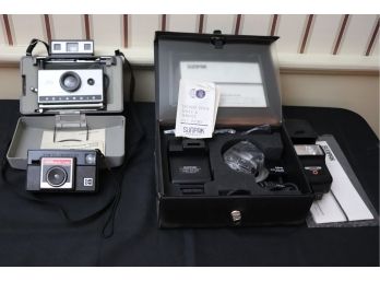 Lot Of Vintage Cameras & Accessories By Polaroid, Kodak & Sunpak