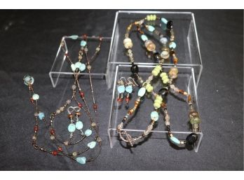 Hand Crafted Costume Jewelry By Sugar Jewlz   46 To 62 Inch Long Semi Precious Stone & Bead Necklaces