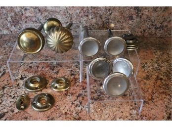 Assorted Antique & Vintage Door Hardware & Knobs  Some Brass, Some Maybe Pewter