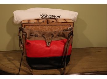 Vintage Brighton Mevelyn Color Blocked Drawstring Bucket Bag With Shoulder Strap With Original Packaging