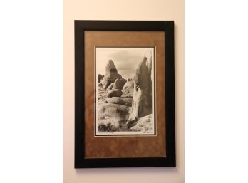 Black & White Signed Print Rocks With Shade By M. Roberts
