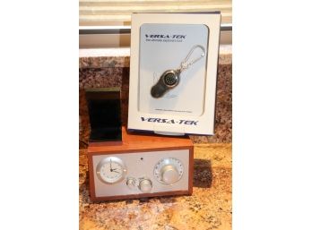 Small Clock Radio With Aux IPhone Stand & Versatek Compass Explorer With Pocket Knife  Unused In Box