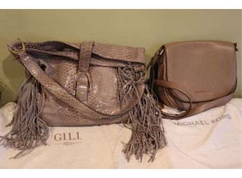 Gili Genuine Faux Animal Print Leather Handbag & Michael Kors Grain Leather Crossbody Handbag