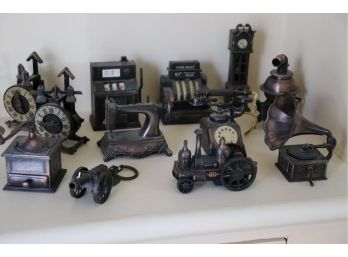 Collection Of Miniature Metal Replica Items  Some Copper Finish - Most Pencil Sharpeners