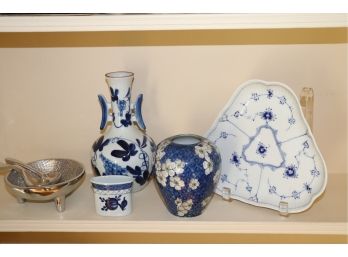 Collection Of Vintage Blue & White Porcelain Decorative Accessories By Royal Copenhagen & More
