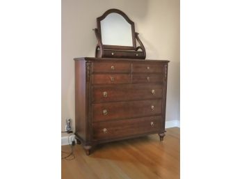 Vintage Ethan Allen 7 Drawer High Chest With Removable Beveled Mirror Stand  Made In America