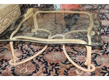 Quality Glass Serpentine Style Coffee Table With A Textured Twist Design