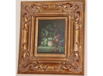 Framed Fruit Still Life Painting In Gorgeous Gold Frame Signed By A. Dupon