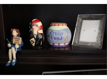 Decorative Collection Includes Rose Picture Frame, President Clinton Stacking Doll & C. Manning Figurine