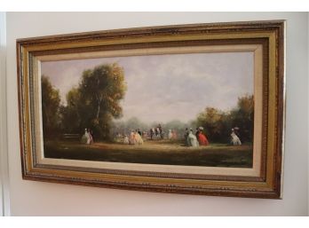 Signed Victorian Style Painting In A Matted Wood Frame