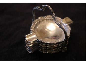 Vintage Silver Ashtray Set With Caddy .800 Silver