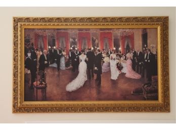 An Evening Soire Jean Beraud 1849-1936- Authentic Replica In A Beautiful Gold Painted Frame