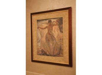Charming Framed Print Of A Beautiful Woman With An Elegant Flowing Dress