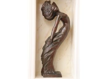Gorgeous Resin Statue With A Bronze Colored Finish With Floral Detail In Hair 98