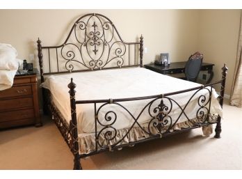 Quality Cast/Wrought Iron King Size Bed Frame With Ornate Fleur De Lis Design