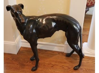 Bronze Finish Metal Sculpture Of Life Size Greyhound