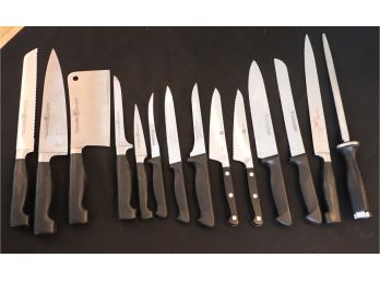 Lot Of 13 Quality JA Henckels Knives & Henckels Ever Edge Knives With Sharpening Rod