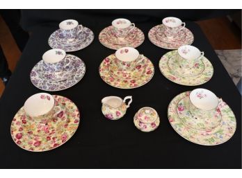 Set Of 8 Coordinating Luncheon/Tea Set Porcelain Pieces By Royal Victorian