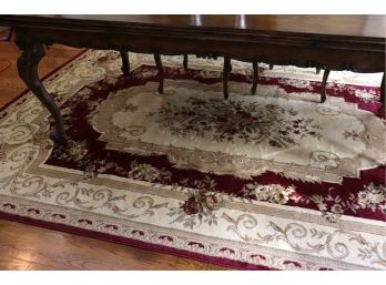 Classic Aubusson Turkish Area Rug With Center Medallion  Perfect For High Traffic Areas