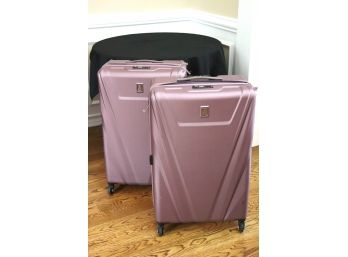 Easy To Find When Checking Luggage!! Pair Of Travel Pro Lavender Expandable Hard Shell Roller Suitcases