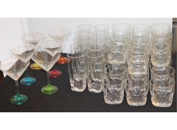 Assorted Modern Looking Glassware  25 Double Old Fashioned, 10 Highball & 6 Martini