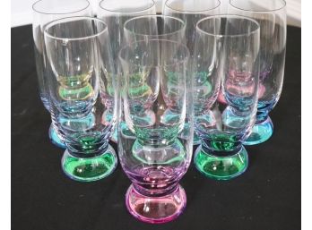 Set Of 12 Quality Colorful Blown Highball Glassware