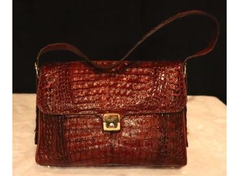 Genuine Croc Leather Multi Section Handbag By Catalan Graces, Made In Spain
