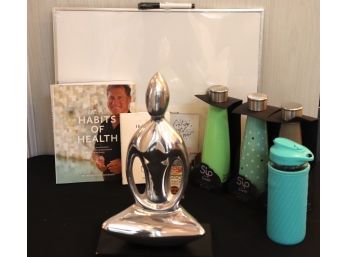 Find Your Zen With This Assorted Lot  Polished Metal Buddha, Sip By Swell Thermos Bottles In Package & M