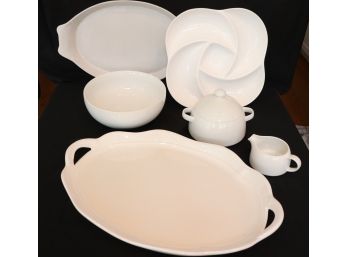 Lot Of 6 White Ceramic Serving Pieces By Various Makers