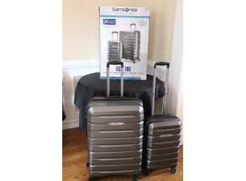 Samsonite Tech Two Gunmetal Hard Shell Expandable 2 Piece Set  20 Inch High & 27 Inch High Roller Suitcas
