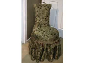 Vintage Like, French Boudoir Style Vanity Chair With Ornate Detailing & Bow Back