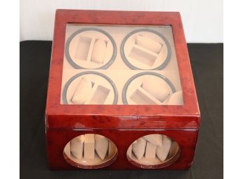 Electric Automatic Watch Winder Burlwood Lacquered Case With Display, Holds 12 Watches