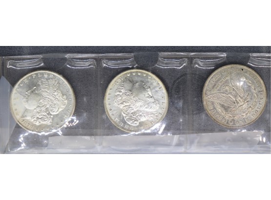 3 Morgan Silver Dollars. 1878S AU BU