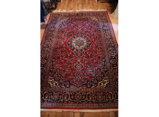 Vintage Persian Kashan Finely Hand Woven Area Rug With Center Medallion