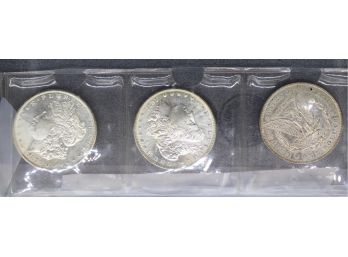 3 Morgan Silver Dollars. 1878S AU BU