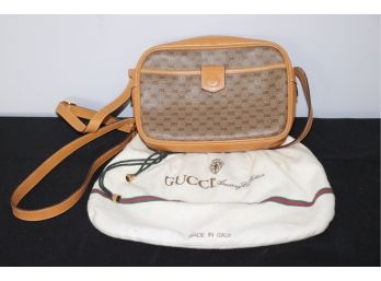 Vintage Gucci Leather Trimmed GG Monogram On Coated Canvas With Original Dust Cover Bag