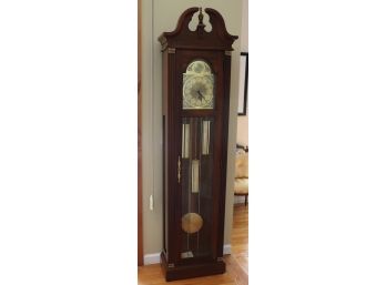 Vintage Pearl Grandfather Clock With Tempus Fugit Face & Brass Hardware With Original Paperwork