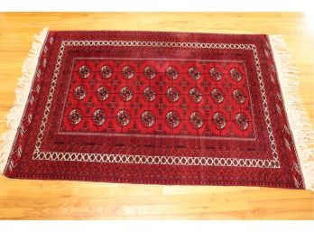 Vintage Traditional Hand Woven Bokahrah Wool Area Rug  53.5 Inches Wide X 76.5 Inches Long