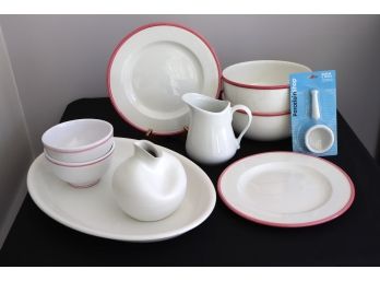 Assorted White & Rose Ceramic Serving Pieces  Platters, Bowls & More