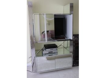 Vintage Modern Style Mirrored Etagere/TV Entertainment Cabinet