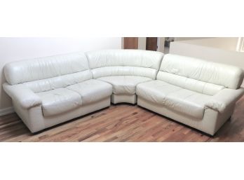 Vintage 3 Piece Contemporary Leather Sectional With Fixed Cushions