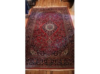 Vintage Persian Kashan Finely Hand Woven Area Rug With Center Medallion