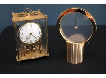 Vintage Kundo Carriage Clock And Vintage Linden Modern Style Quartz Tabletop Clock